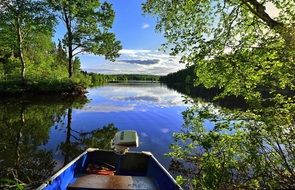 boat on a picturesque lake in quebec