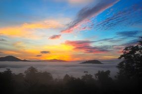 Landscape picture of the mountains at the sunset