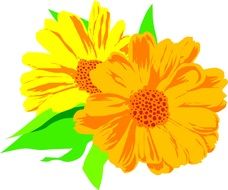 painted two orange flowers
