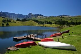 Landscape of the lake and drakensberg mountains, south africa