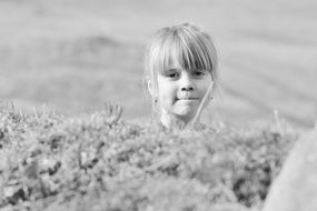 nice face head girl black and white photo