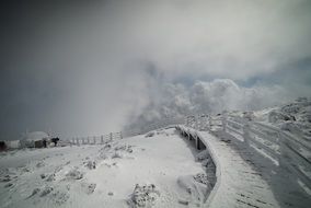 Mountain in the snow in winter