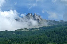 top of the mountain under white clouds