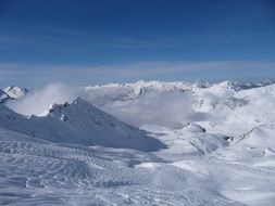 snowy Swiss mountains