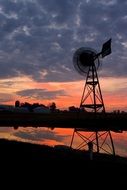 sunset windmill rural silhouette
