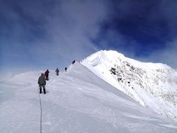 climbers are on their way to the mountain