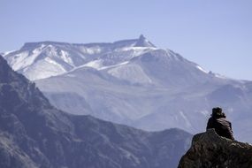 lonely person in mountains, peru, andes