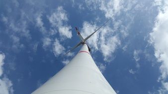 bottom view of a huge wind turbine