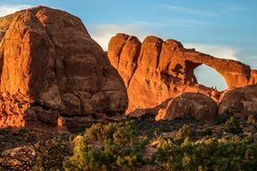 Rocks in the national park in the state of Utah On the Sunset