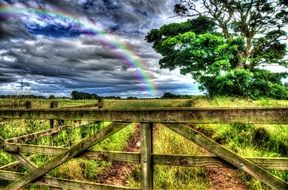 landscape of rainbow in countryside