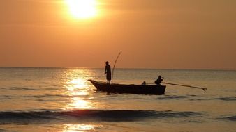 Fishing at sunset in Thailand