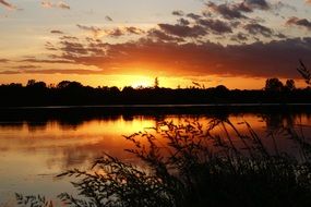 landscape of orange clouds at sunset