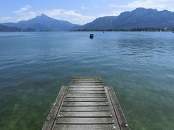 wooden pier on a mountain lake