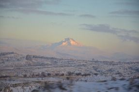 landscape of the snow-covered mountain