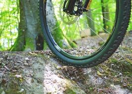 bike wheel on mountain