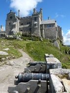 Castle on a rocky coast in Cornwall