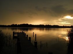 romantic sunset over the lakes in Upper Bavaria