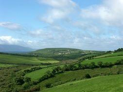 green meadows in ireland on a sunny day