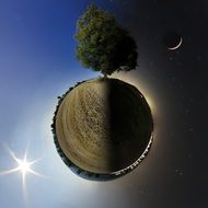 day and night on little planet as a digital image