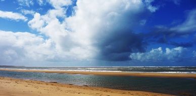 panorama of the ocean beach in france on a cloudy day