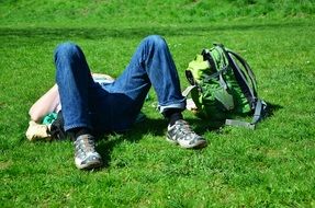 relax on the green meadow