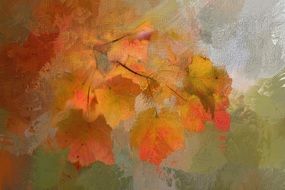 Painting of the maple leaves in autumn