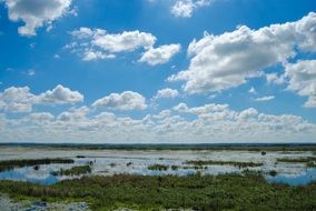 lake under white clouds