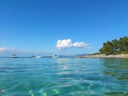 distant view of boats on clear water on a sunny day