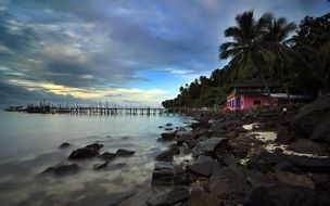sunset over the island of Pulau Sibu