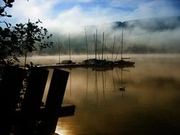 boats on the titisee in the evening