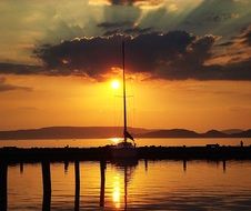 orange sunset over lake Balaton