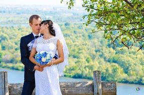 just married at a photo shoot in nature