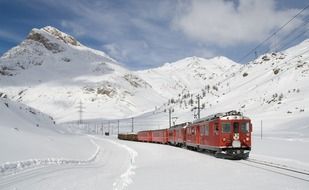 Bernina railway in the winter