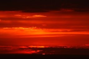 blazing sky at sunset over the French Riviera in France
