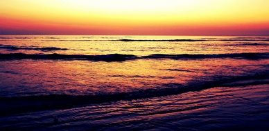 Orange sky over the sea