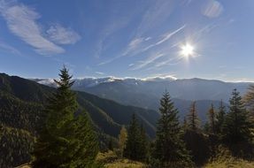landscape of bright sun over the Tatras in slovakia