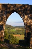 arch stone wall of the castle goal