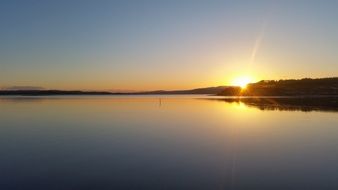 Norway fjord panorama at sunset
