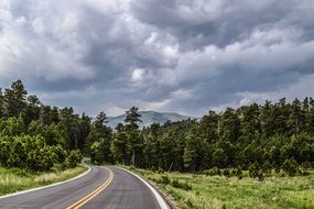 Landscape with the highway and the mountains