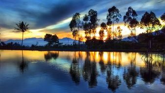 reflection of beautiful sunset beautiful