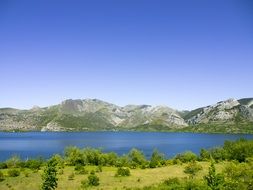mountains near the lake
