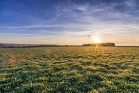 landscape field sunset view