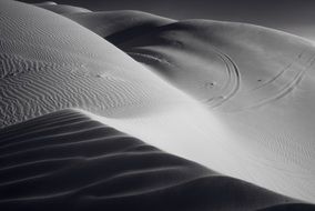 black and white photo of sand dunes