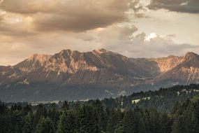landscape of mountain peaks in summer