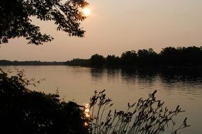 Landscape of the sunset over the water
