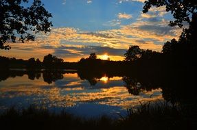 Sunset reflected in the lake