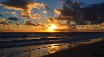 Clouds and sunset on the beach