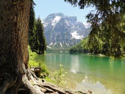 bergsee lake among dolomites