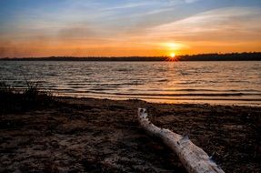 sunset over the river in Ukraine