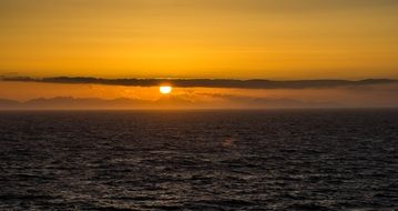 distant view of the sunset over the ocean off the coast of Canada